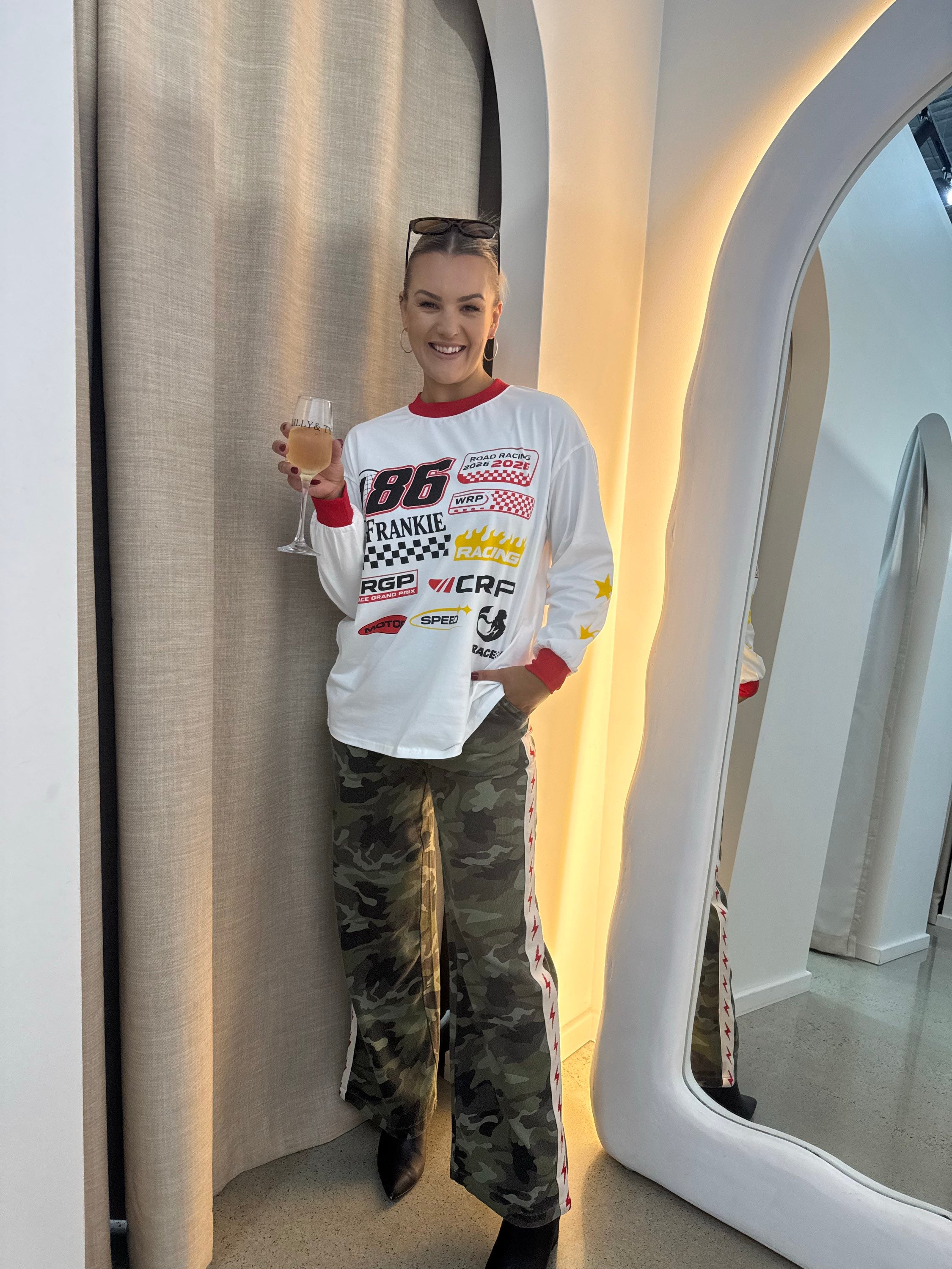 BY FRANKIE / WHITE MOTO LS TEE / 789-2