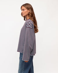 PAPER HEART / REMI STRIP LS TEE / PH14084 / BLUE-PLUM
