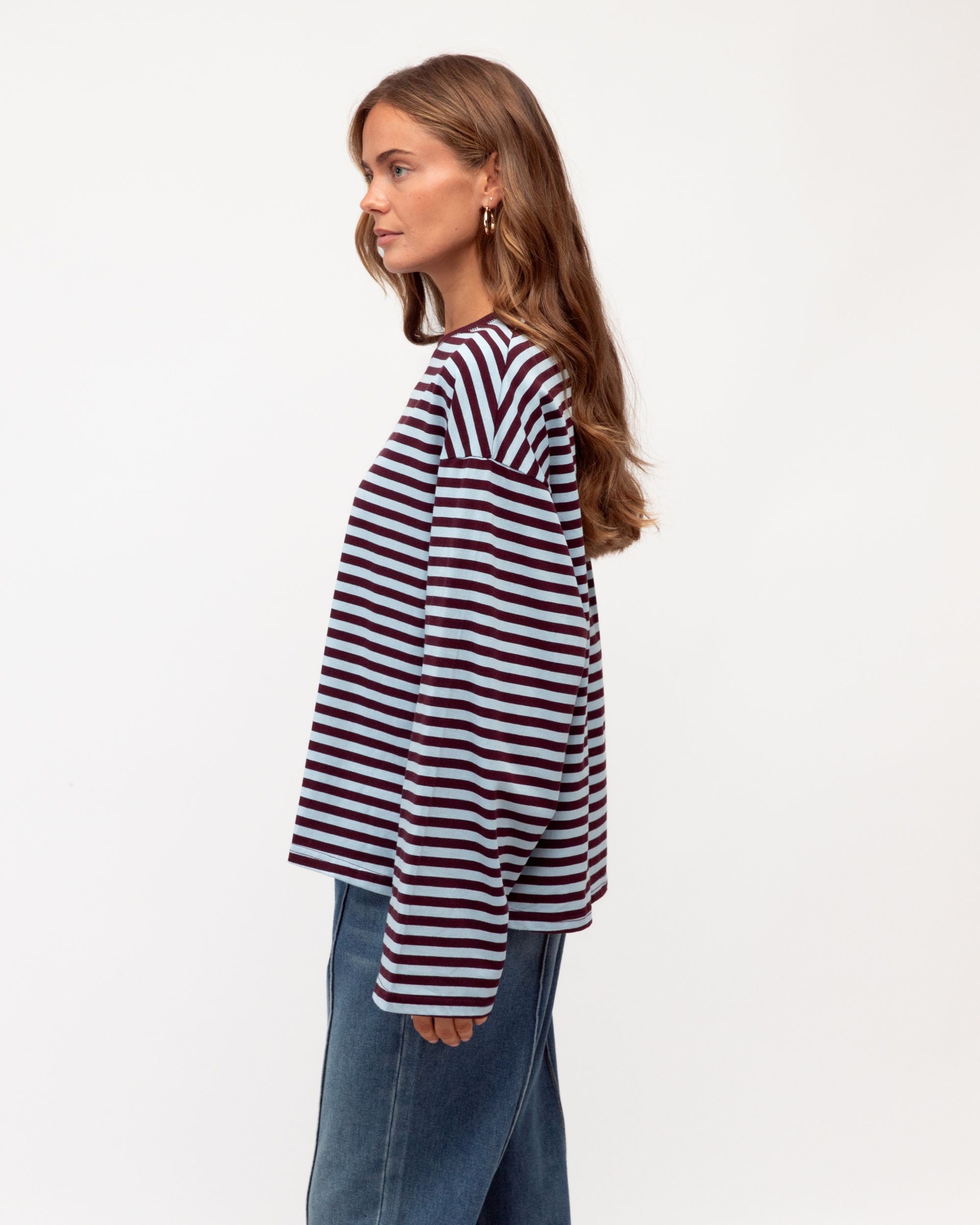 PAPER HEART / REMI STRIP LS TEE / PH14084 / BLUE-PLUM