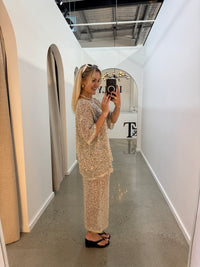 BY FRANKIE / SEQUINS KNIT SKIRT / BEIGE  / 163-2