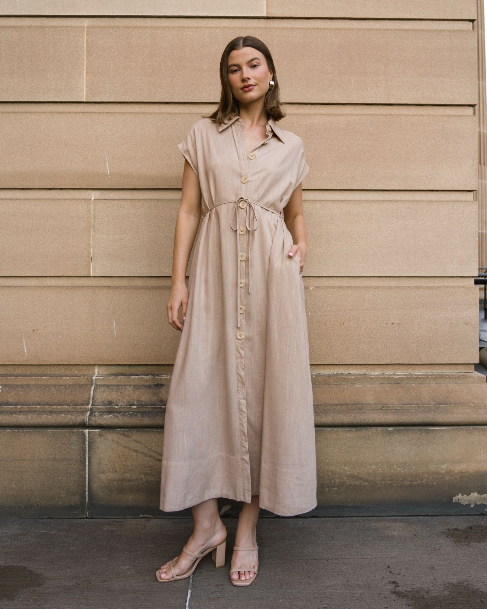 WHITE CLOSET / MARIETTE SHIRT DRESS / NATURAL / TF10746