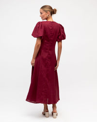 WHITE CLOSET / CHICA TWIST LINEN DRESS / MERLOT / TFL8545-27