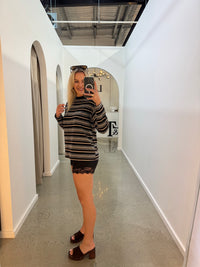 BY FRANKiE / BLACK STRIPED L/S TEE / 971-1