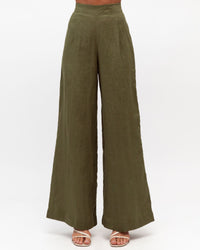 WHITE CLOSET / FLIP LINEN PANTS KAHKI TGL7581-58