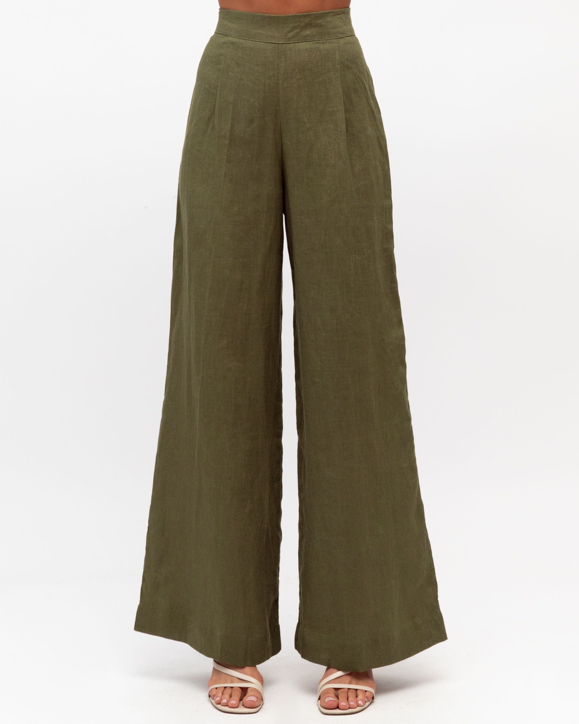 WHITE CLOSET / FLIP LINEN PANTS KAHKI TGL7581-58