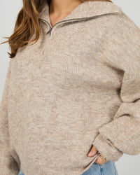 SILENT THEORY / BONNI KNIT 1/4 ZIP JUMPER / 6077112.BRWN