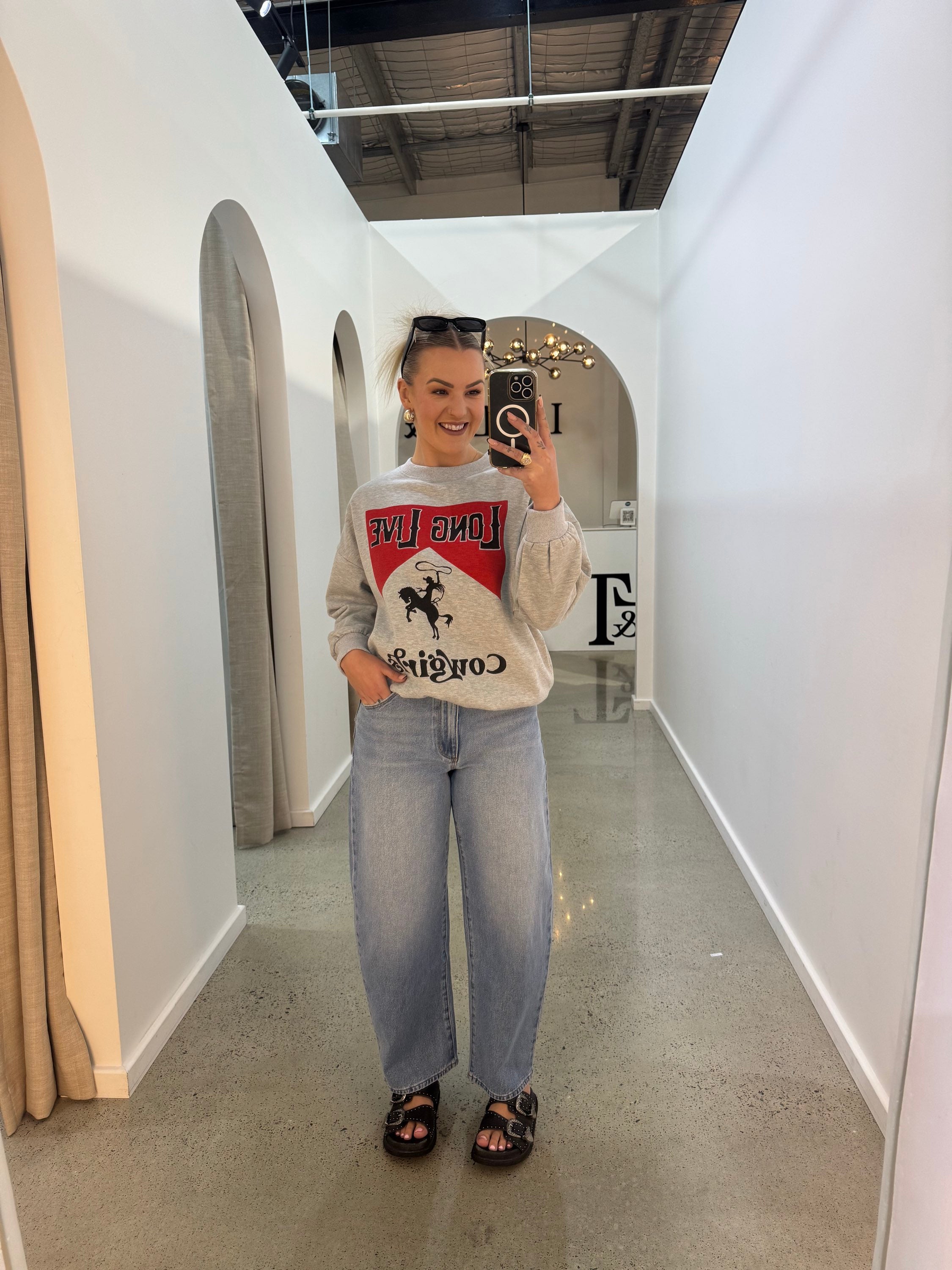 BY FRANKIE / LONG LIVE COWGIRLS JUMPER /GREY / 782-1