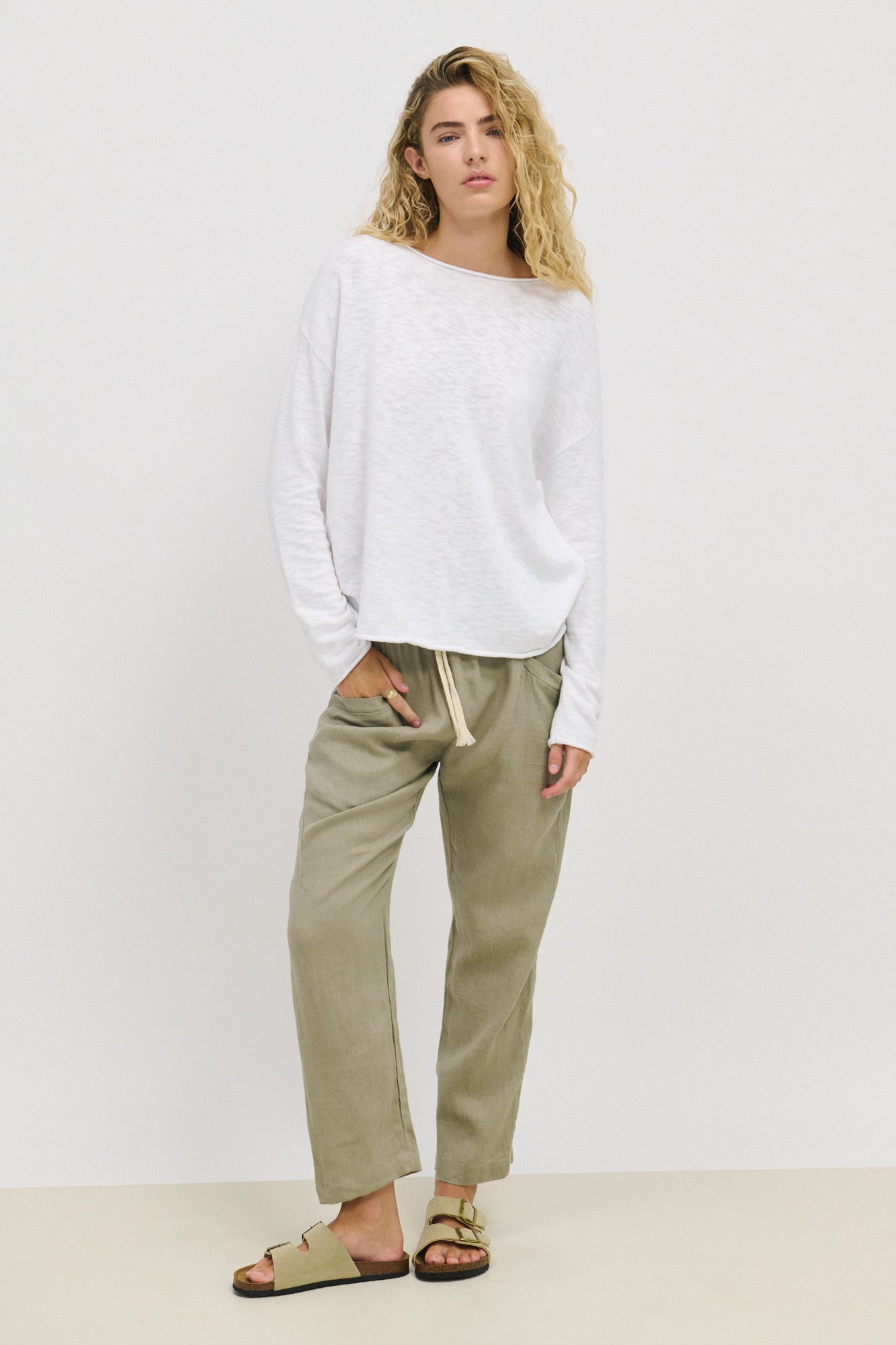 LITTLE LIES / LUXE KAHKI LINEN PANTS