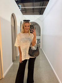 BY FRANKIE / WHITE SEQUINS TEE / 231-20
