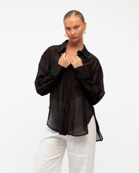 WHITE CLOSET / BLACK SHEER SHIRT / TF10475-16
