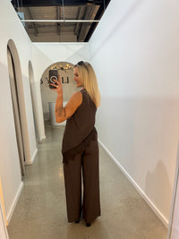 BY FRANKIE / ONE SHOULDER CUPRO TOP CHOCOLATE / 202612-2