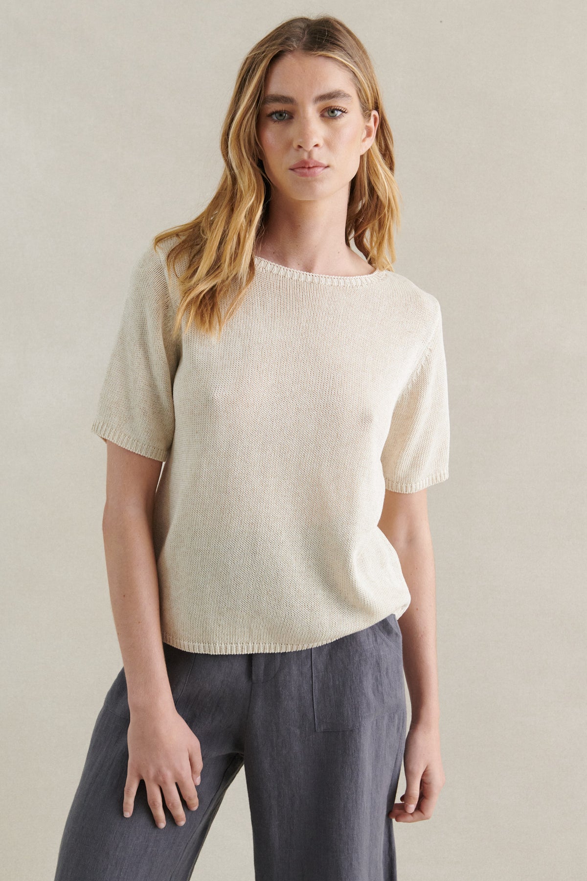 LITTLE LIES / SUMMER TOP / OATMEAL / K24070902