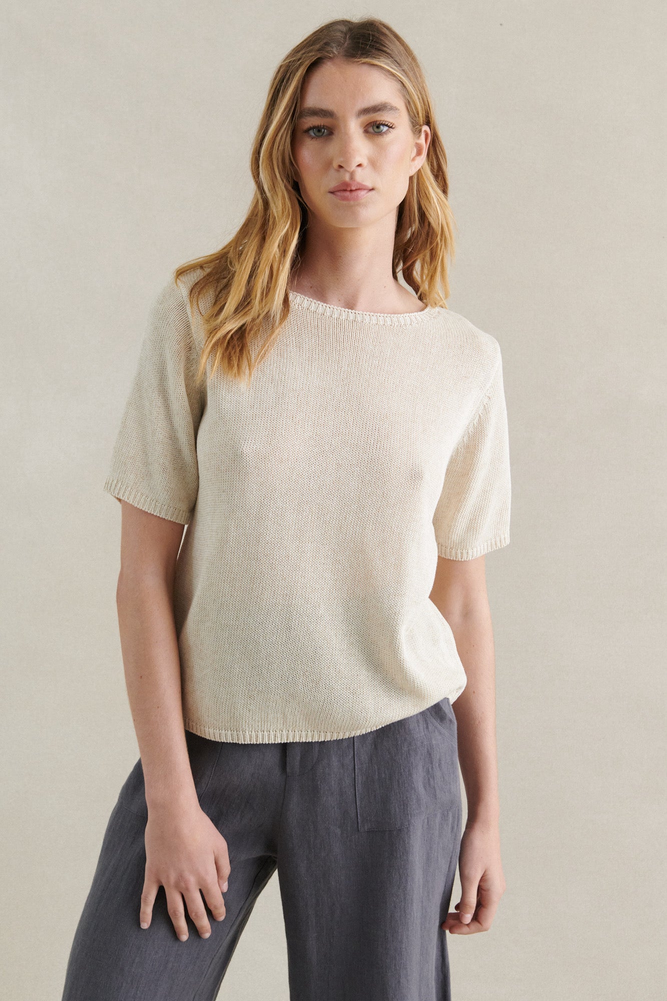 LITTLE LIES / SUMMER TOP / OATMEAL / K24070902