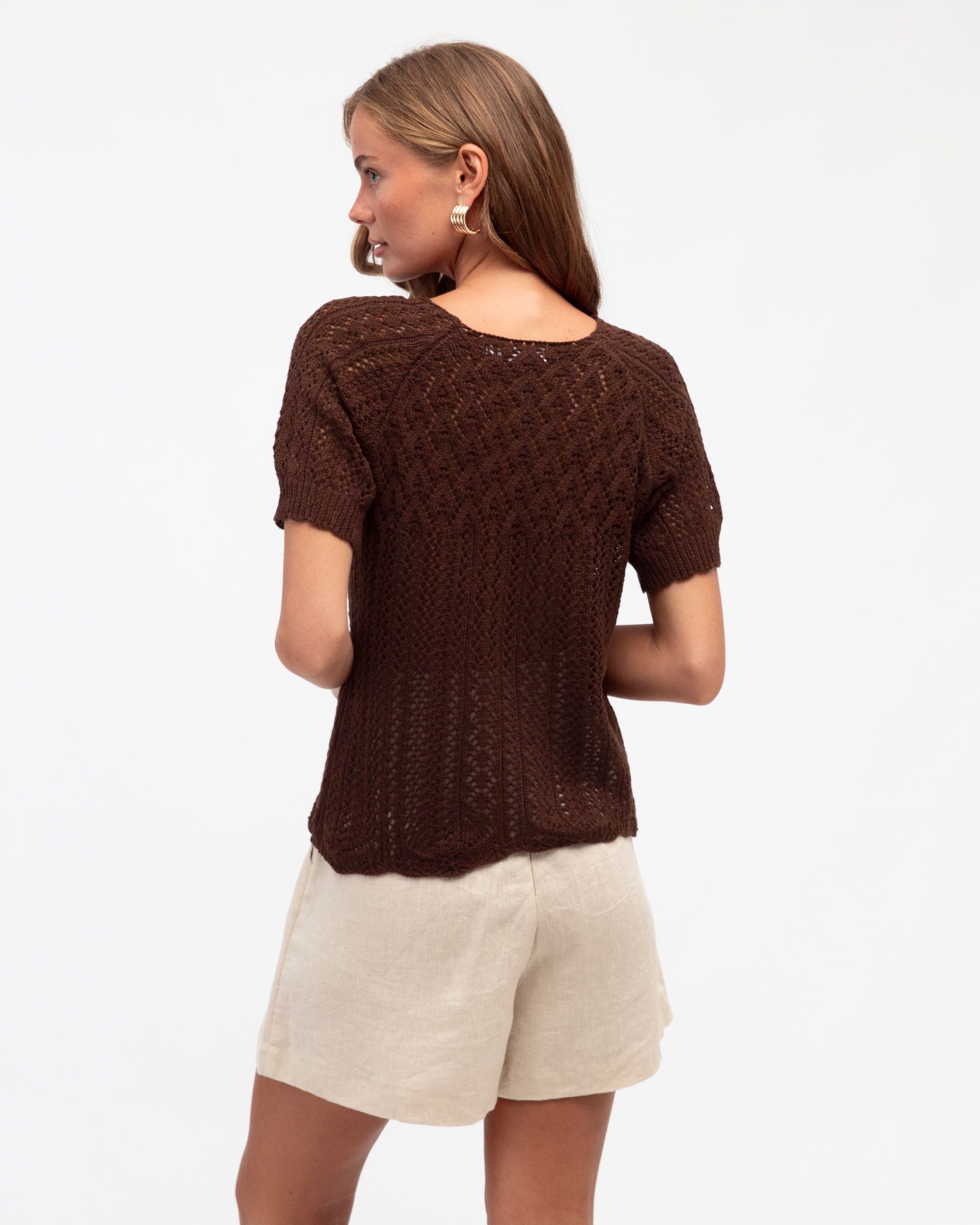 WHITE CLOSET / JASMINE CROCHET KNIT TEE / TF11215