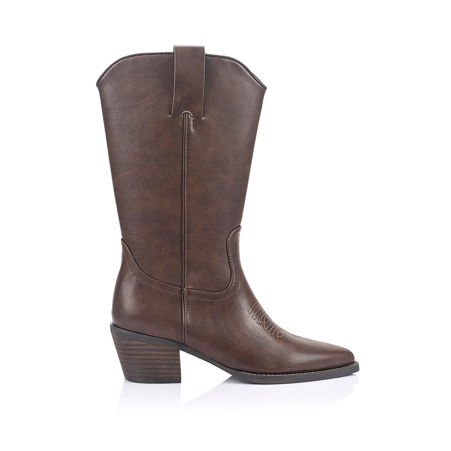 VERALI / BENNY WESTERN BOOT / CHOCOLATE BROWN DISTRESSED
