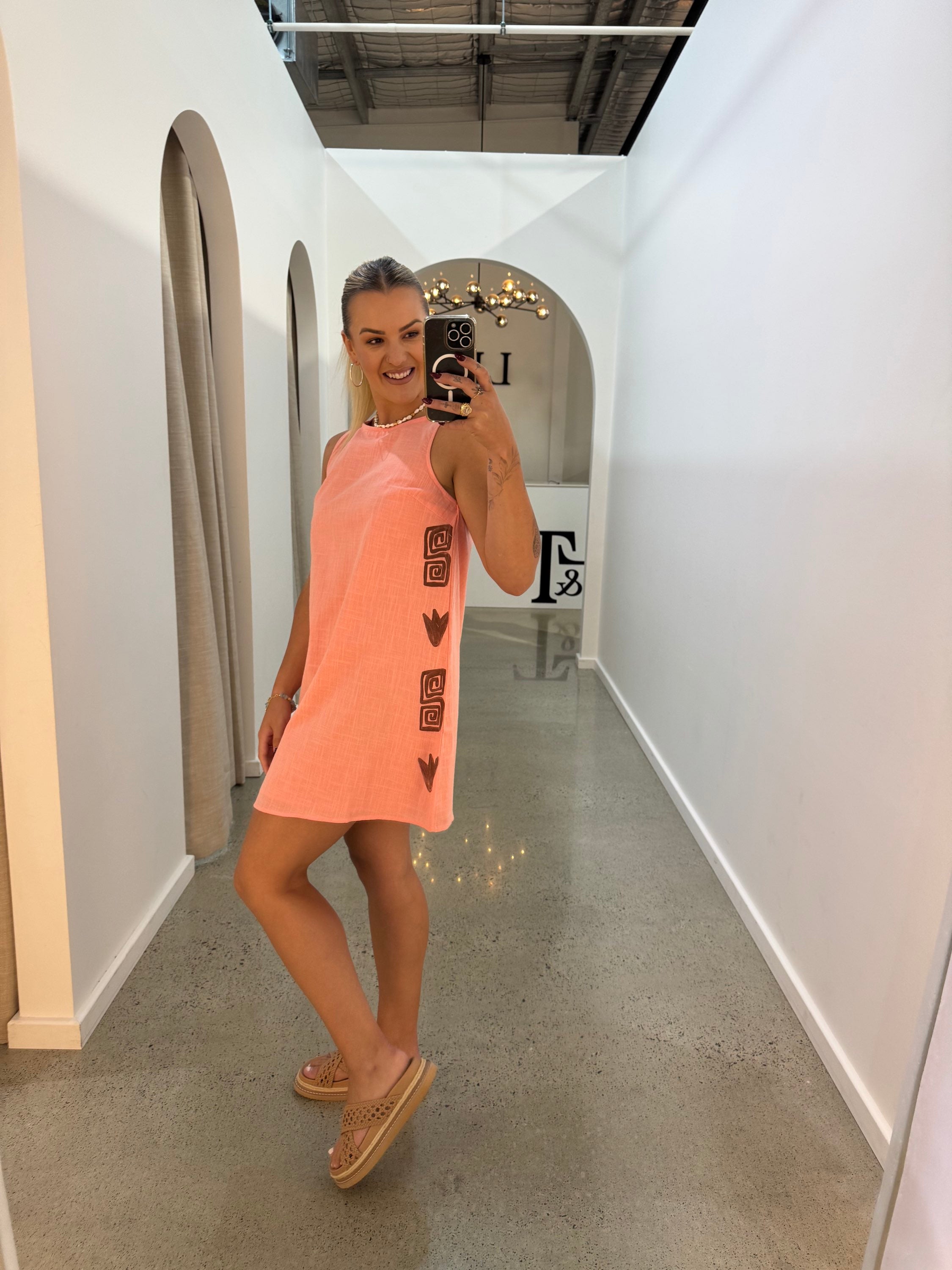 BY FRANKIE / PEACH CHOC SIDE PANEL SHIT DRESS / 144-12