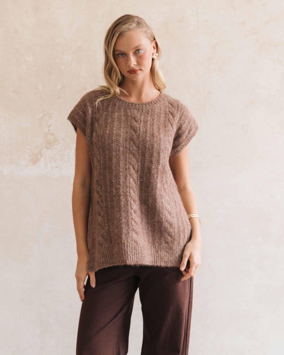 WHITE CLOSET / LIXUE KNIT TOP / CHOCOLATE / TF11622