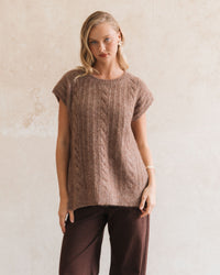 WHITE CLOSET / LIXUE KNIT TOP / CHOCOLATE / TF11622