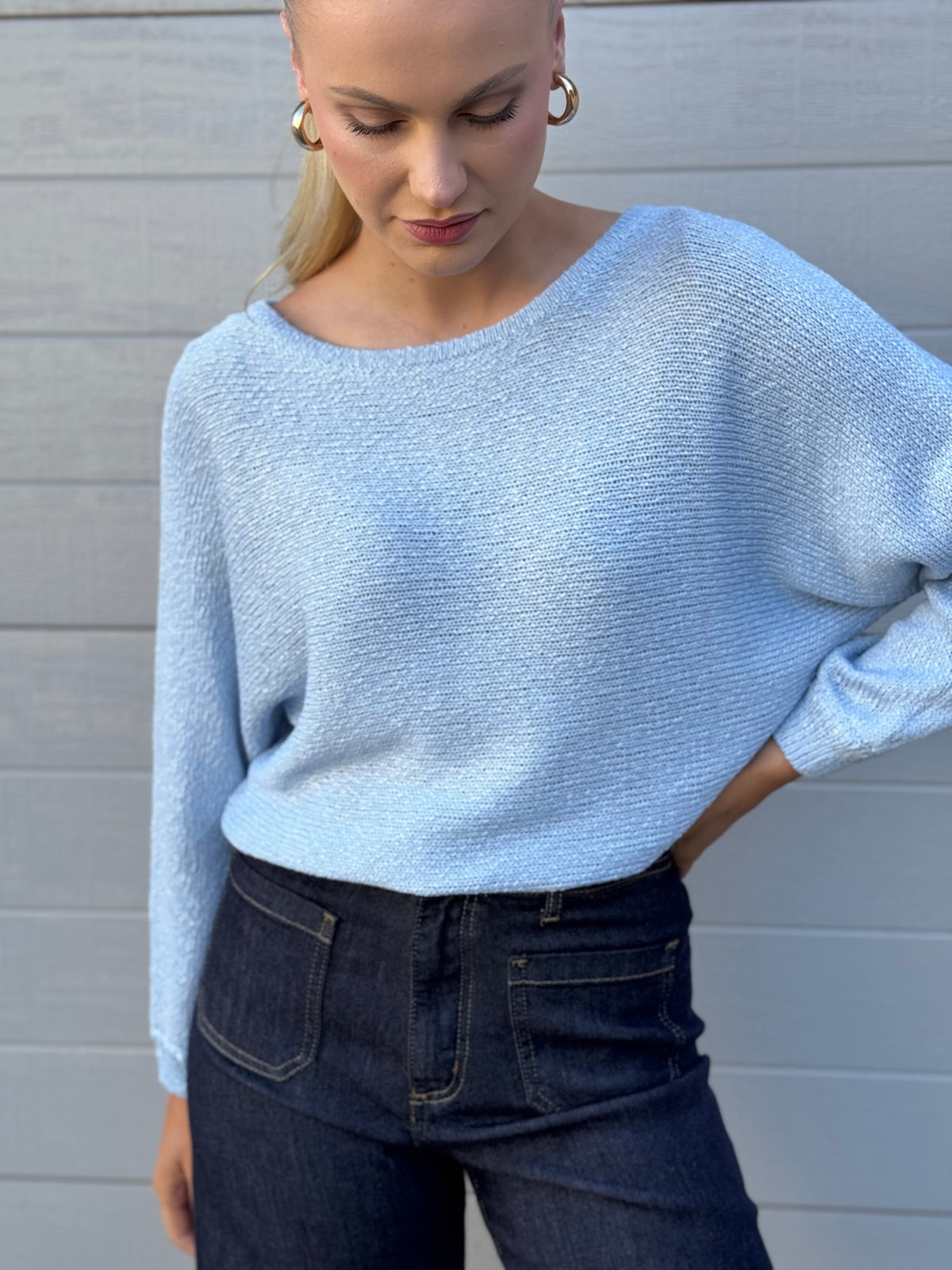 MOST / TAPE BOAT KNIT JUMPER / LIGHT BLUE  / PR16516