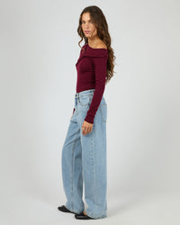 SILENT THEORY ASHTON KNIT LAYERED LS TOP / 60X5444.CHRY