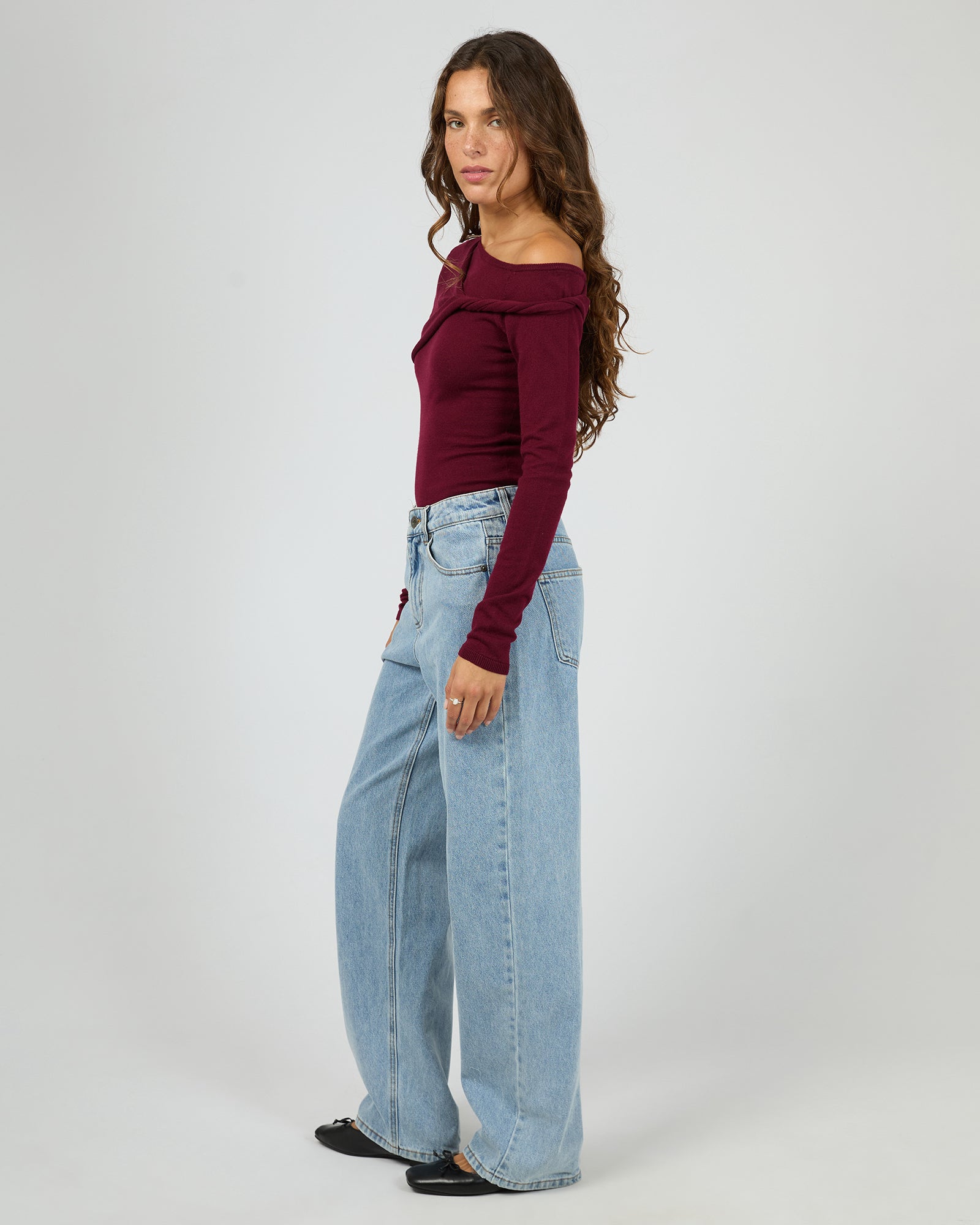 SILENT THEORY ASHTON KNIT LAYERED LS TOP / 60X5444.CHRY