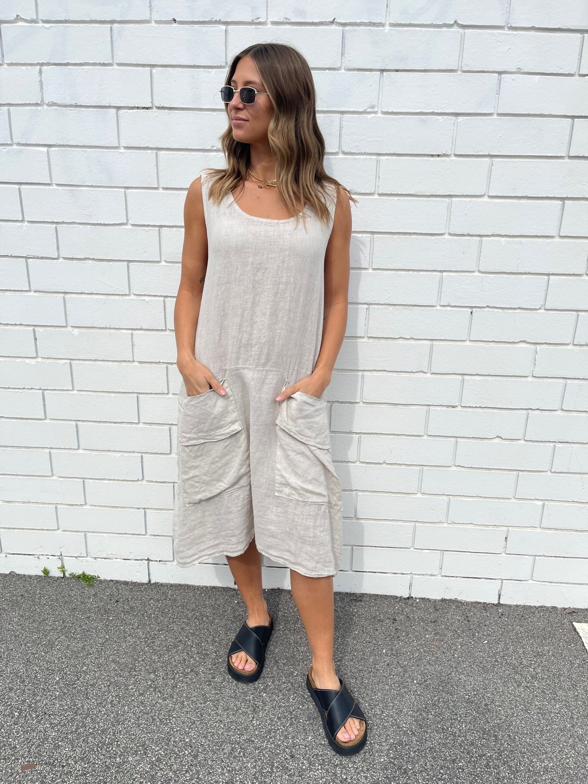 WAF ITALIAN LINEN DRESS / OATMEAL