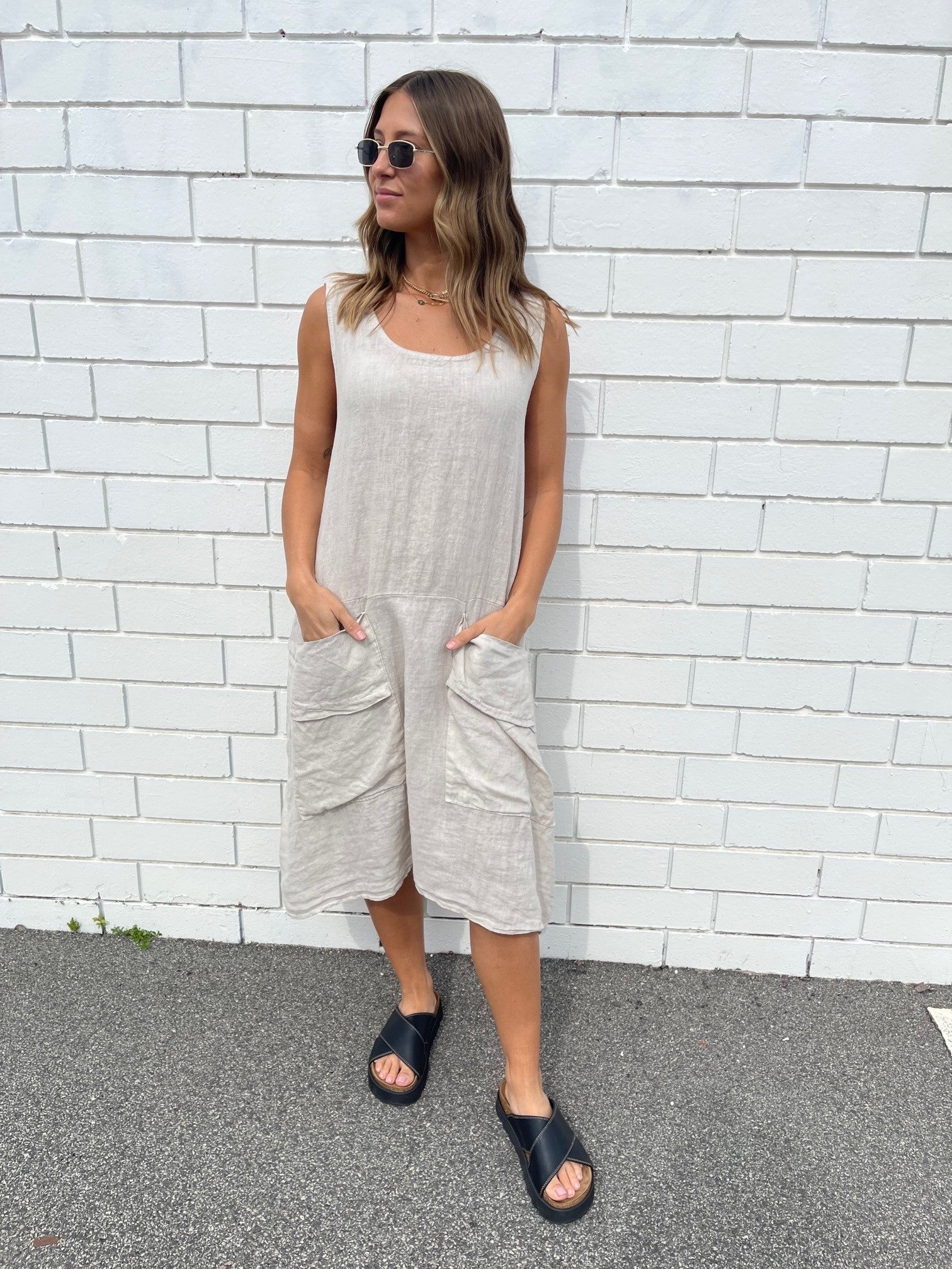 WAF ITALIAN LINEN DRESS / OATMEAL