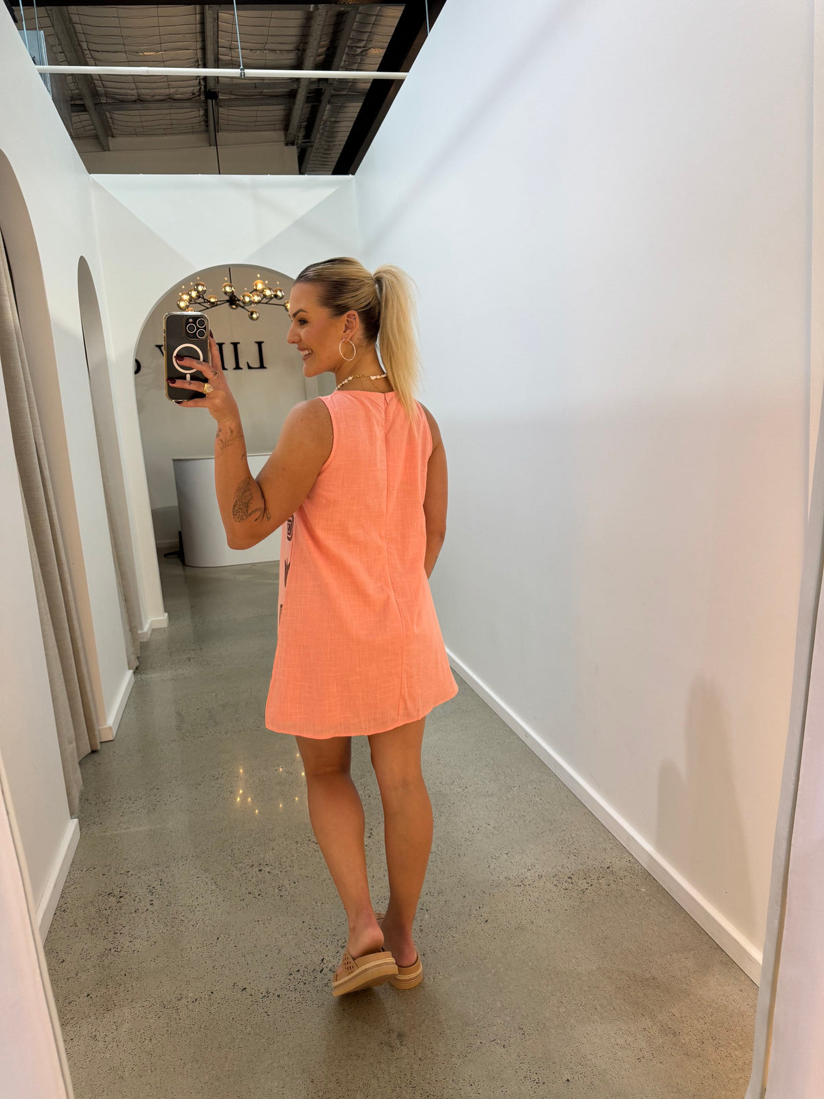 BY FRANKIE / PEACH CHOC SIDE PANEL SHIT DRESS / 144-12