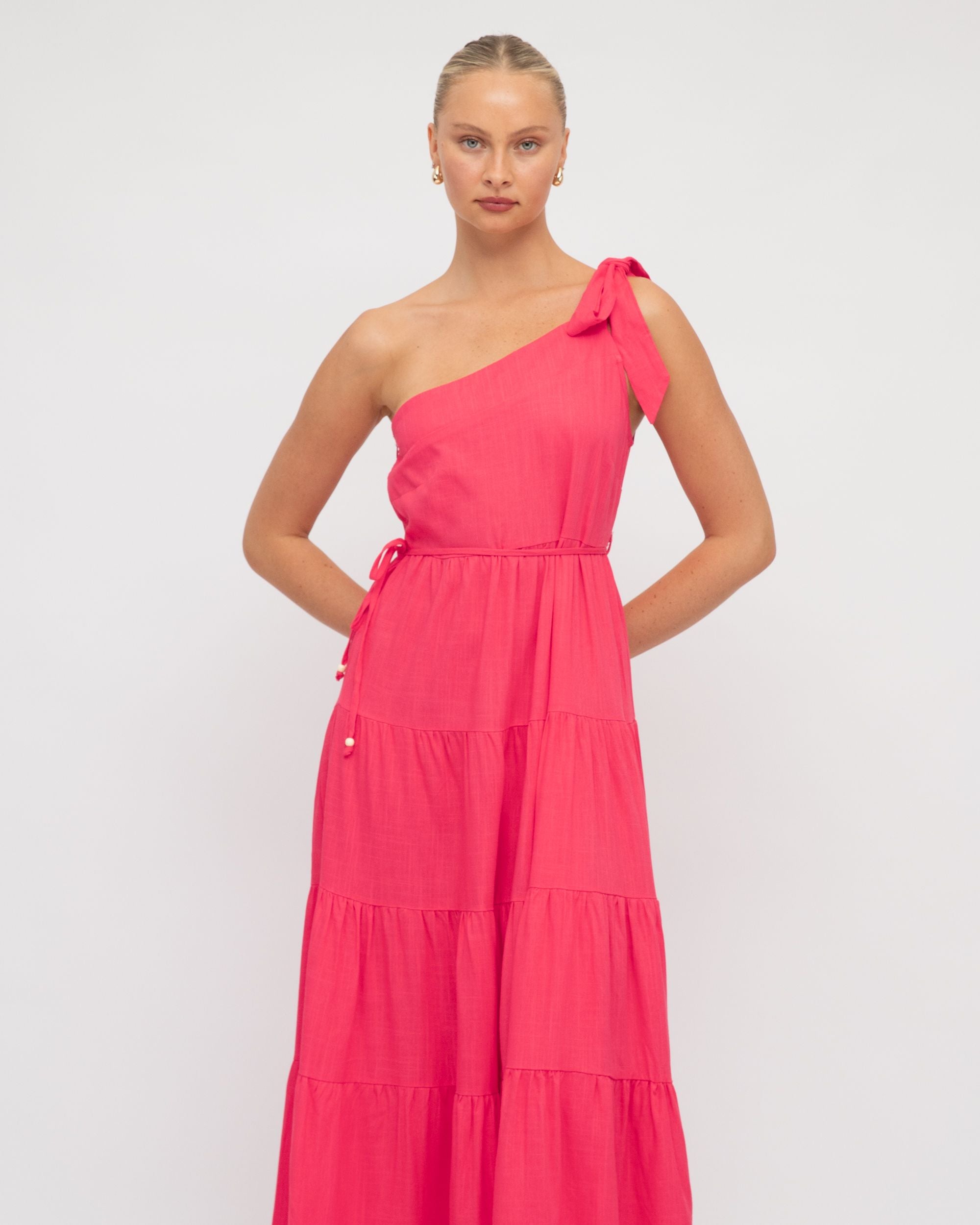 EBBY & I / ELLESMERE ONE SHOULDER DRESS / PINK