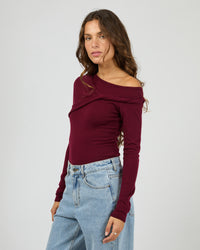 SILENT THEORY ASHTON KNIT LAYERED LS TOP / 60X5444.CHRY