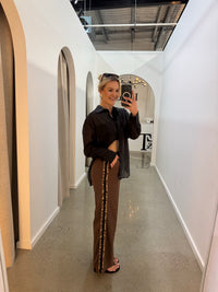 BY FRANKIE / CHOCOLATE- LEOPARD STRIPE PANTS / 987-3