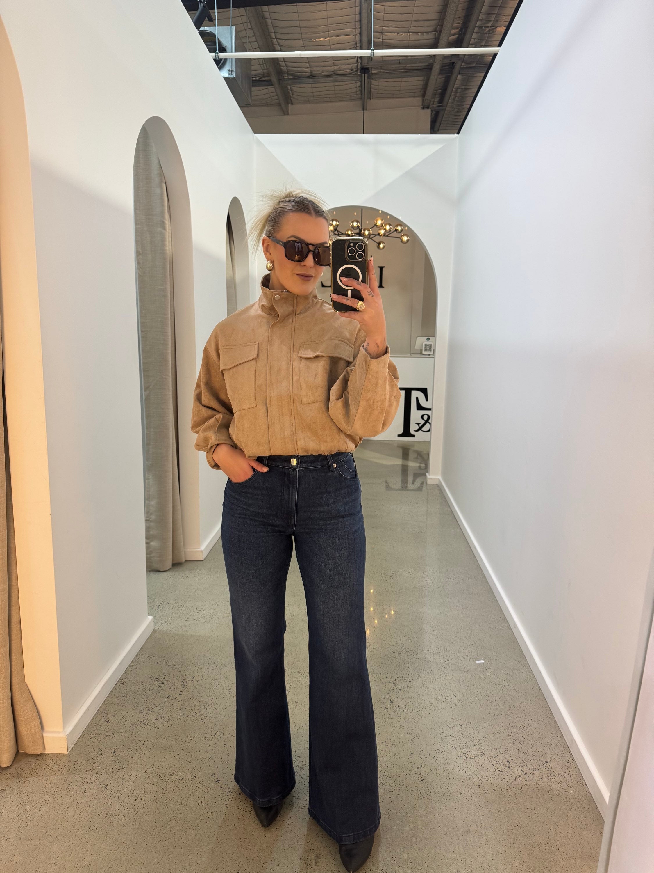 BY FRANKIE / BEIGE FAX SUEDE JACKET / 889-3