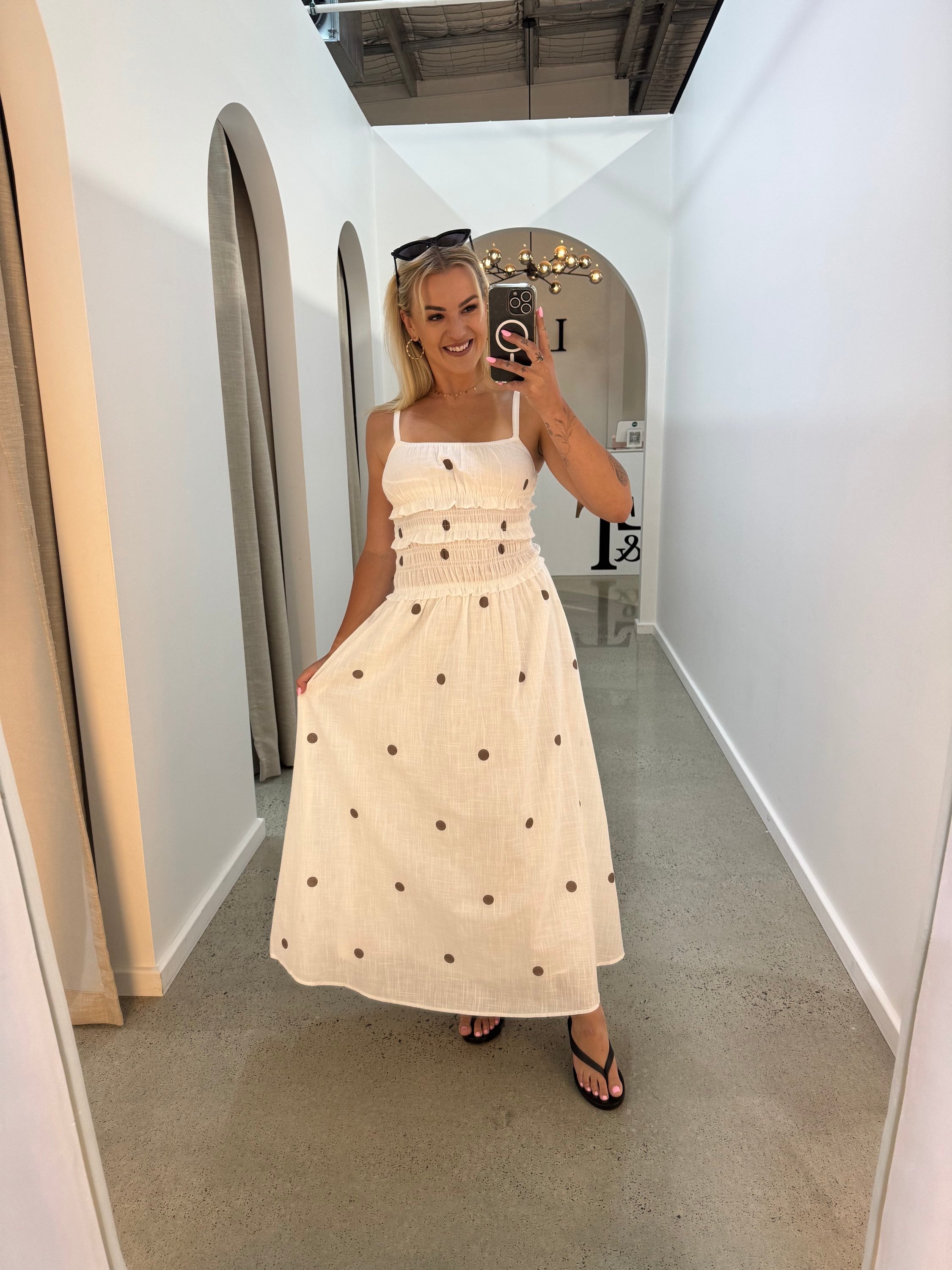 BY FRANKIE / WHITE POLKA MAXI DRESS / 290-2