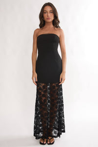 HERE COMES THE SUN / BLACK STRAPLESS LACE DRESS / CM6753J