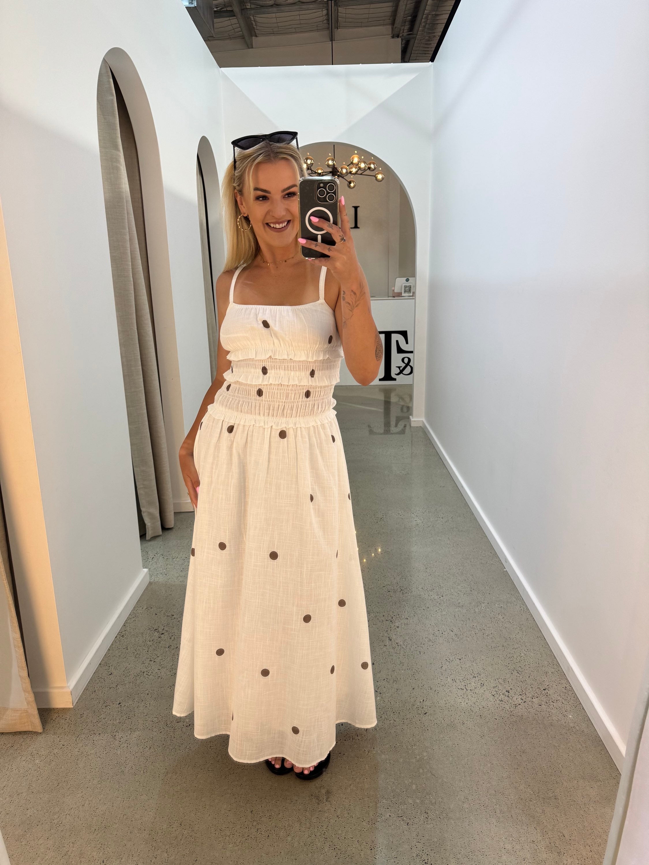 BY FRANKIE / WHITE POLKA MAXI DRESS / 290-2