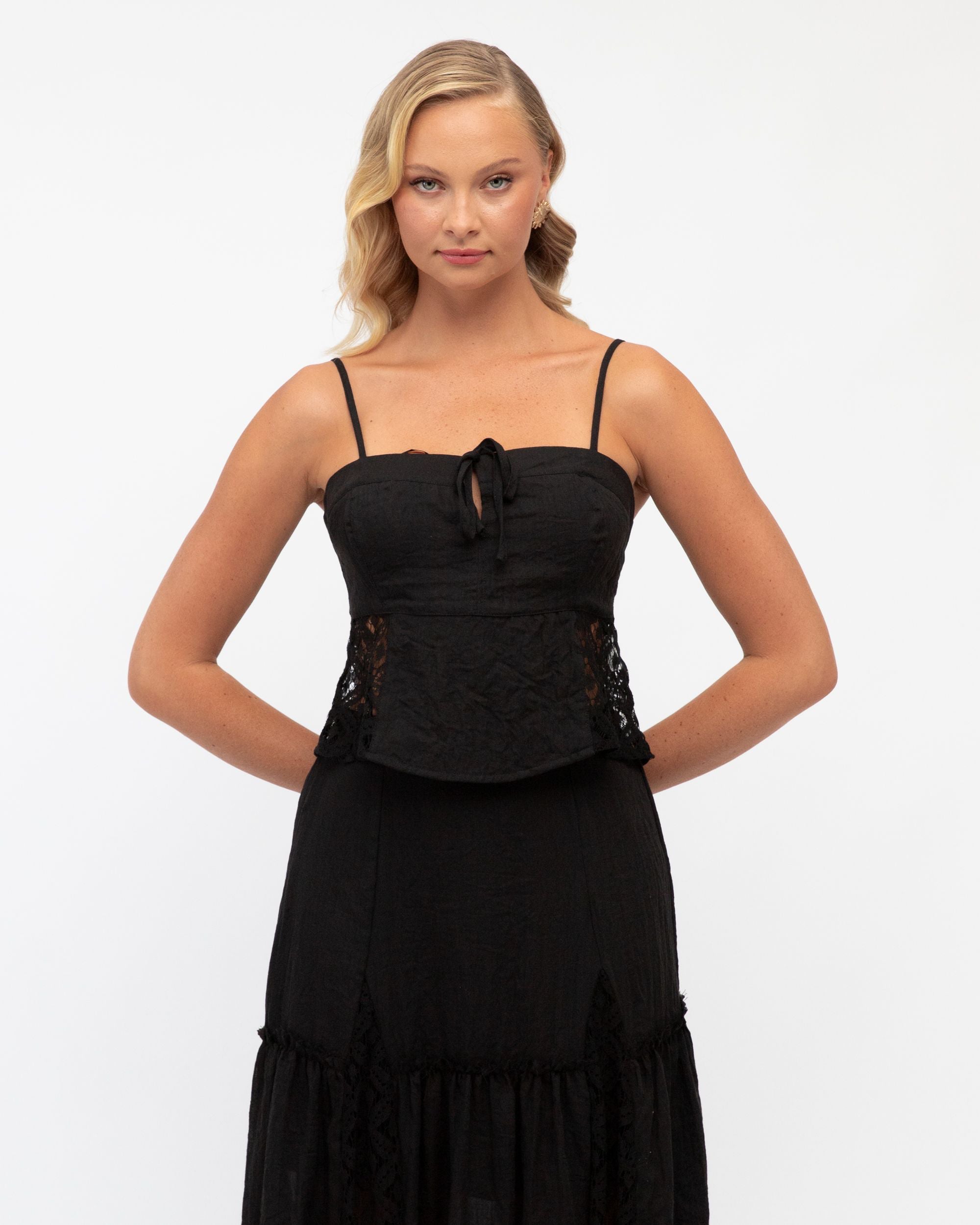 PAPER HEART / INDIANNA LACE INSERT BLACK TOP / PH13201