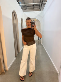 BY FRANKIE / CHOCOLATE SHEER OFF SHOULDER / 718-2