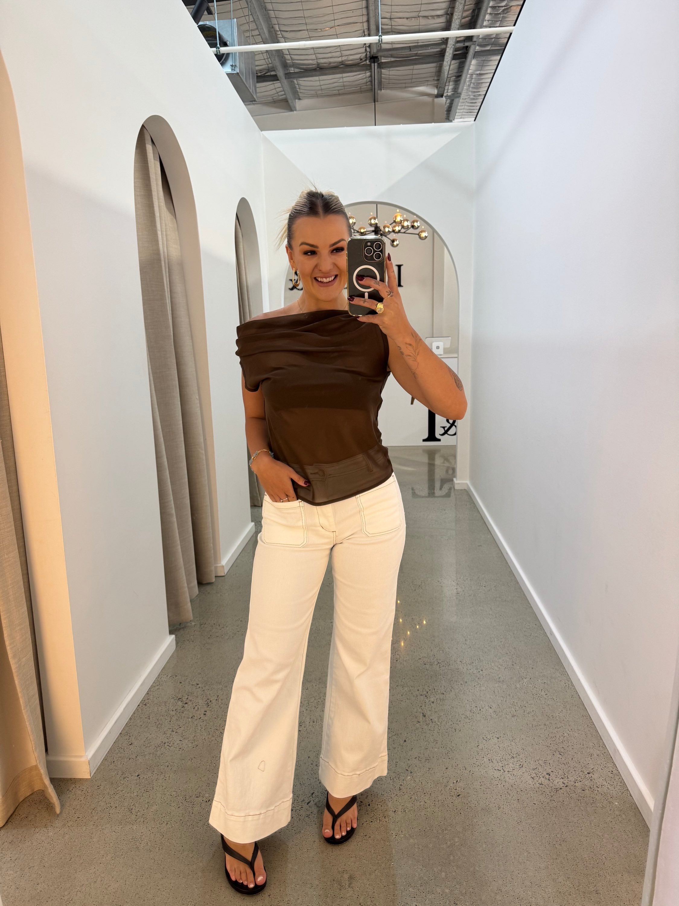 BY FRANKIE / CHOCOLATE SHEER OFF SHOULDER / 718-2