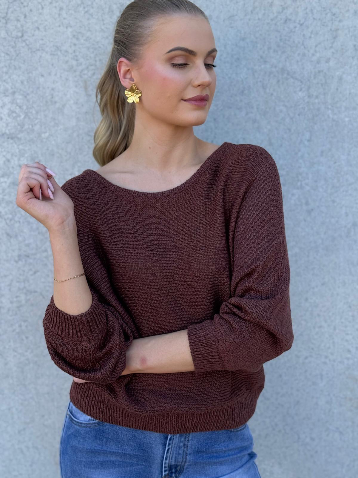 MOST / TAPE BOAT KNIT JUMPER / BROWN  / PR16516
