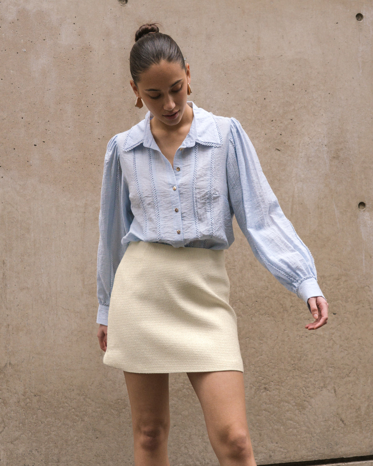 WHITE CLOSET / PRETTY WOMAN LACE BLOUSE / BLUE / TF10728