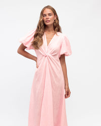 WHITE CLOSET / PINK TWIST LINEN DRESS / TFL8545-27