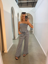 BY FRANKIE / CHOCOLATE-BLUE WAFFLE TOP / 853-3