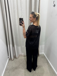 BY FRANKIE / BLACK SEQUINS TOP / 985-3