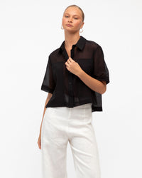 WHITE CLOSET / BLACK SHEER SHIRT / TF11530