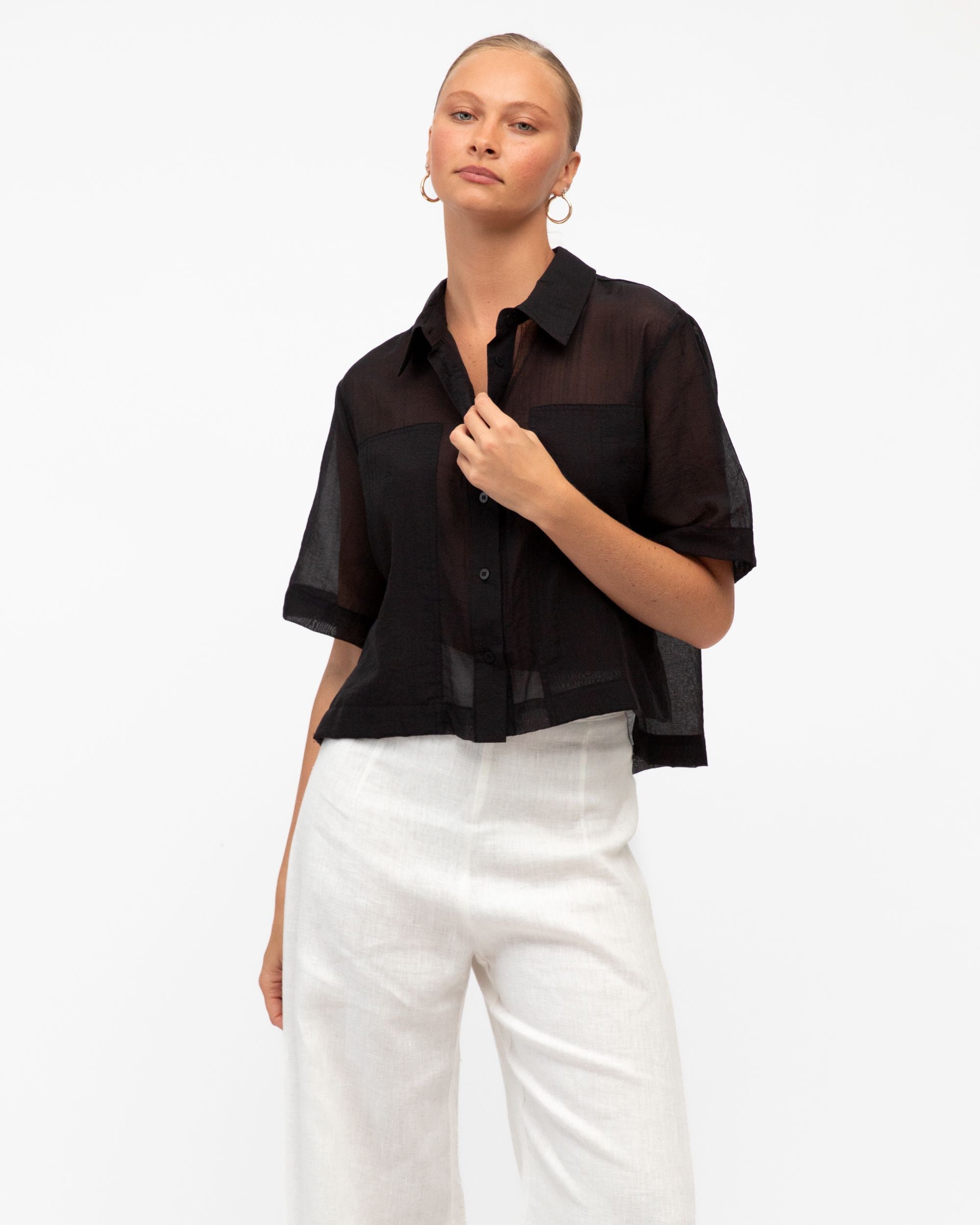 WHITE CLOSET / BLACK SHEER SHIRT / TF11530