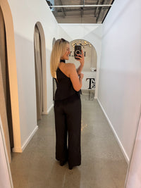 BY FRANKIE / BLACK CUPRO HALTER NECK TOP / 202613-1