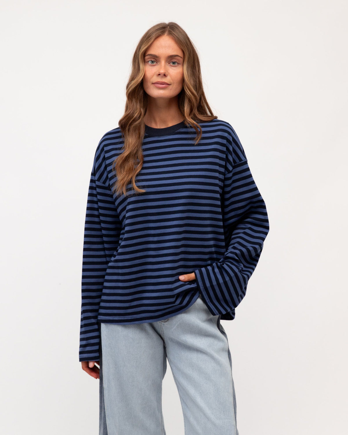 PAPER HEART / REMI STRIP LS TEE / PH14084 / NAVY- BLUE