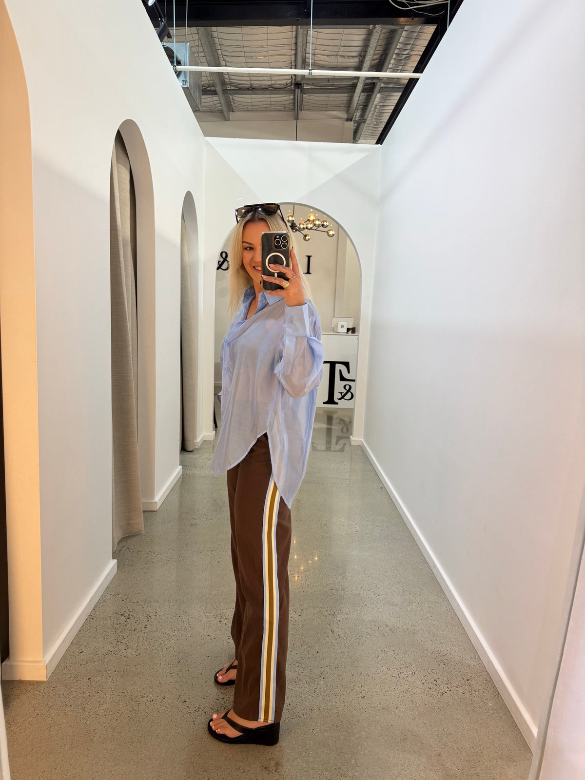 BY FRANKIE / CHOCOLATE BLUE RACER STRIPE PANT / 987-2