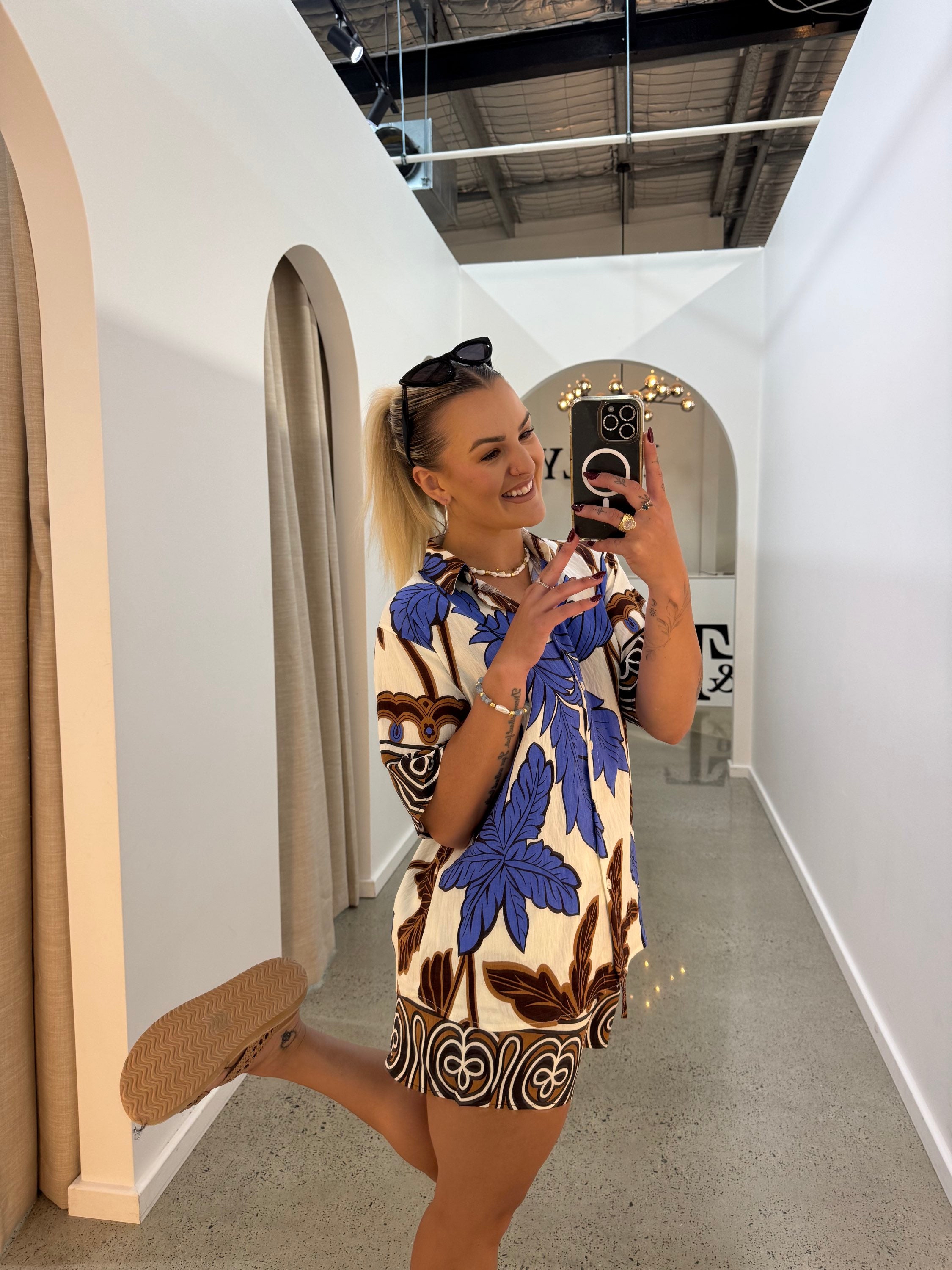 BY FRANKIE / BLUE - CHOC PALM SHIRT / 10-6