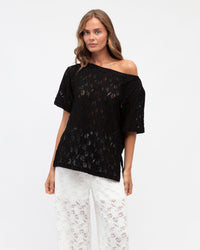 WHITE CLOSET / JENNA LACE TEE / BLACK / TF10936-2